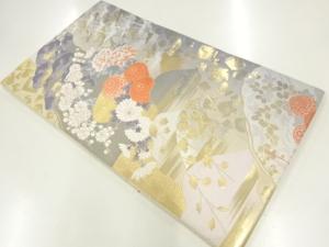未使用品　群鶴に松梅模様織り出し袋帯